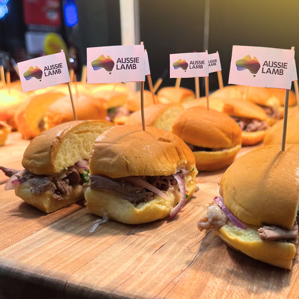australian lamb sliders on a cutting board