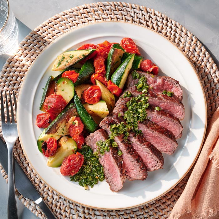 cooked steak and vegetables
